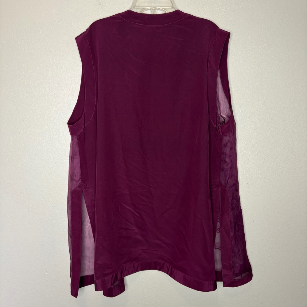 Campagnie Internationale Express 100% Silk Cardigan Blouse Large Purple Vintage - Picture 5 of 5